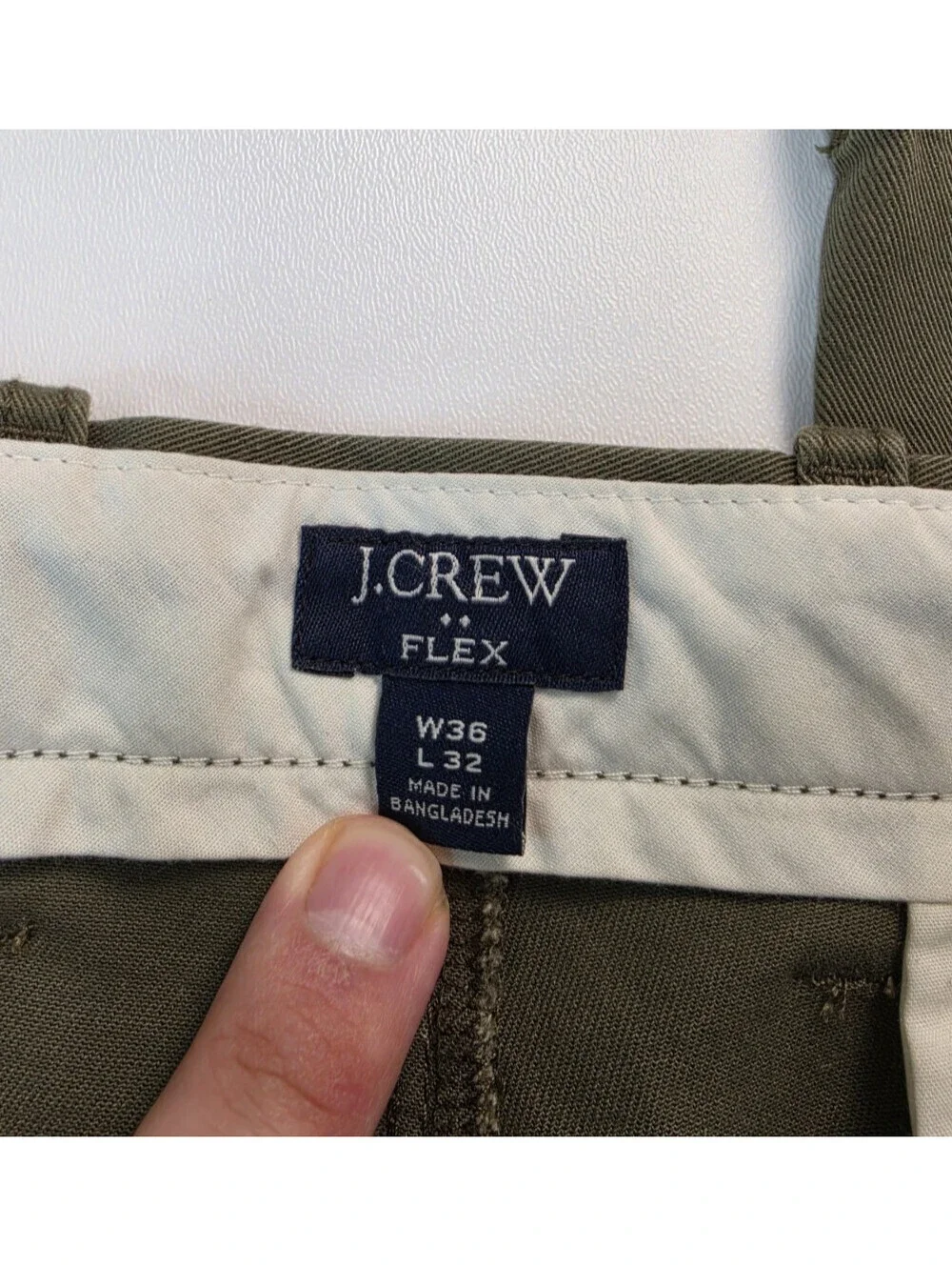 J Crew Olive Green Chino Pants Trousers Flex Straight Size 36x32 NEW NWT